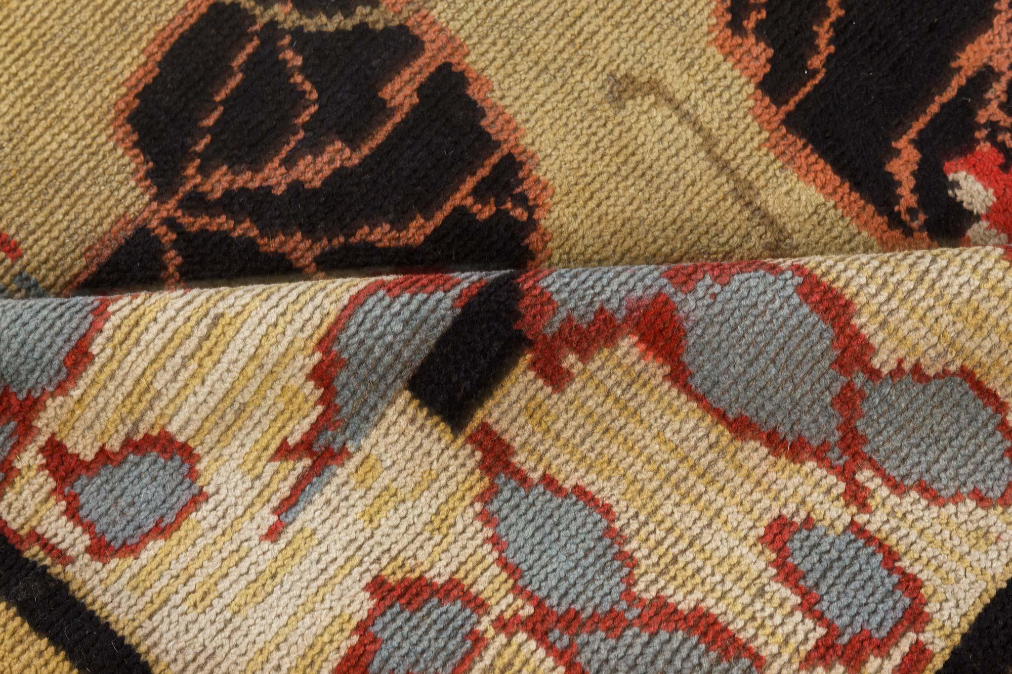 One-of-a-kind Vintage Irish Botanic Hand Knotted Wool Carpet
Size: 8'8
