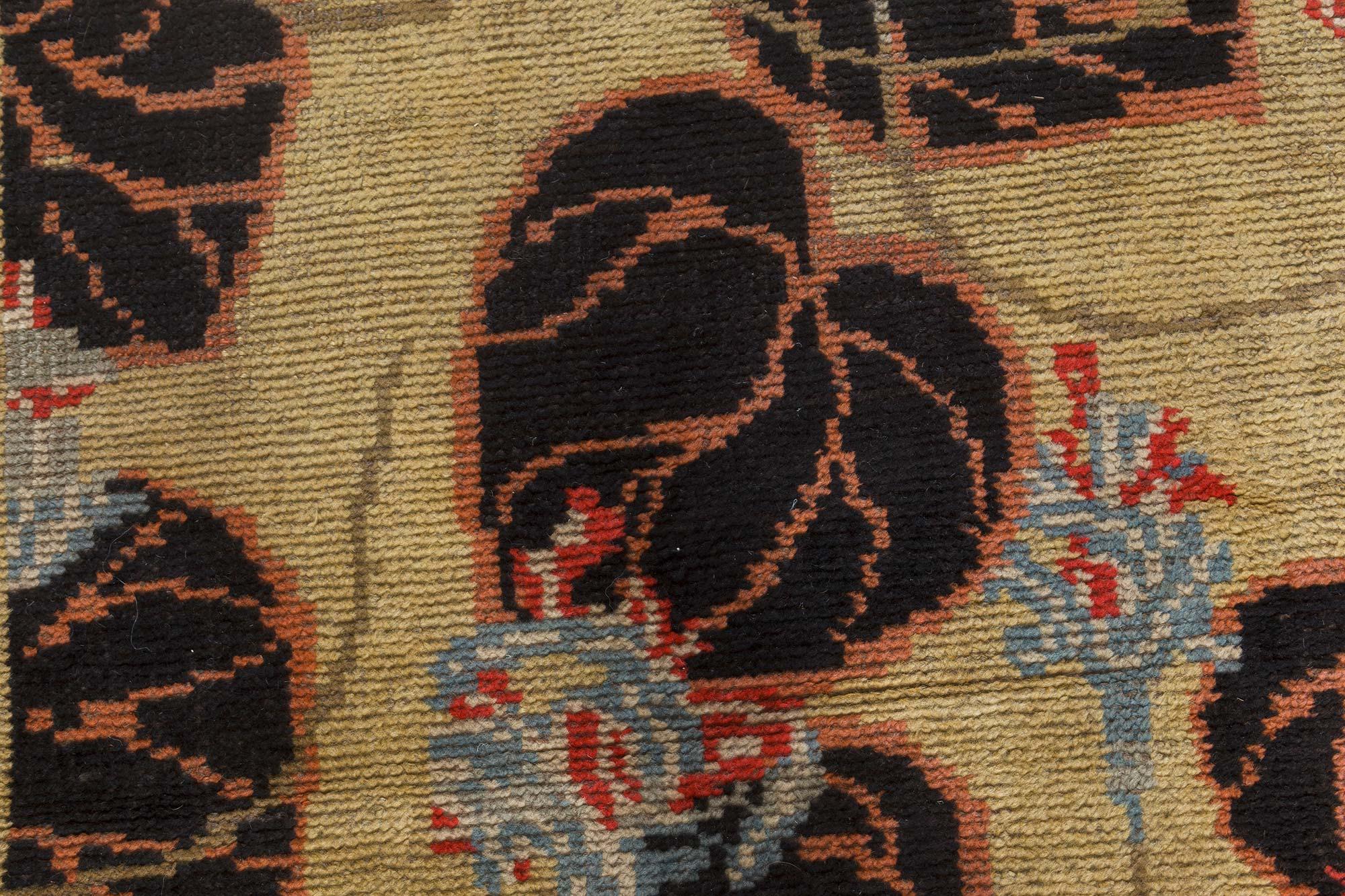 Arts and Crafts Vintage Irish Botanic Hand Knotted Wool Carpet For Sale