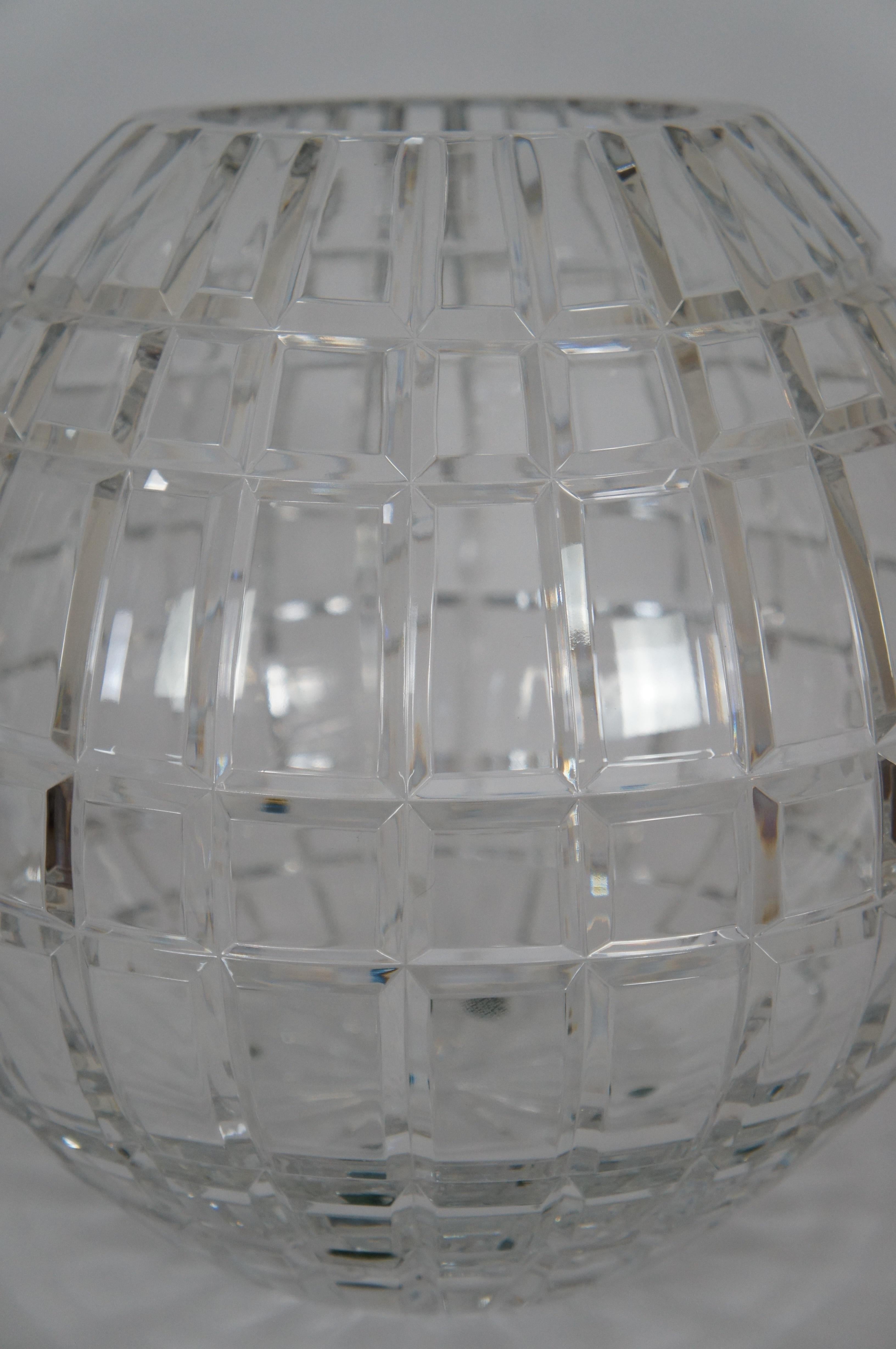 Vintage Irish Crystal Heavy Clear Cut Orb Rose Bowl Flower Vase 12” In Good Condition In Dayton, OH