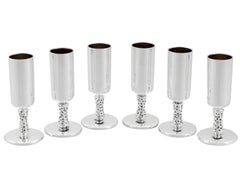 Juego de seis copas de jerez de plata de ley con diseño irlandés vintage de los años 60