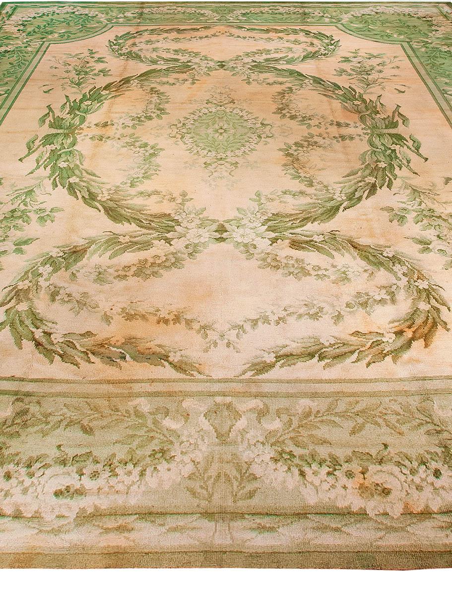 Northern Irish Vintage Irish Donegal Botanic Green Handmade Rug For Sale