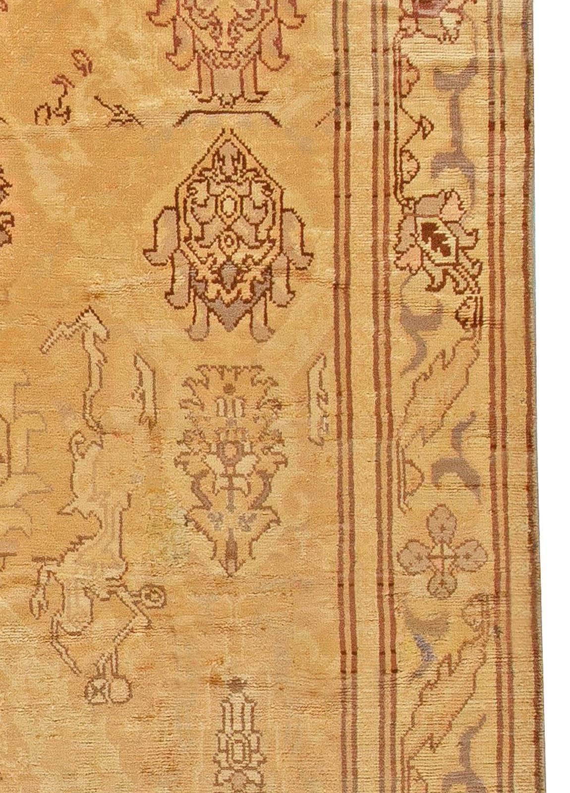 Hand-Knotted Doris Leslie Blau Vintage Irish Donegal Abstract Brown Rug For Sale