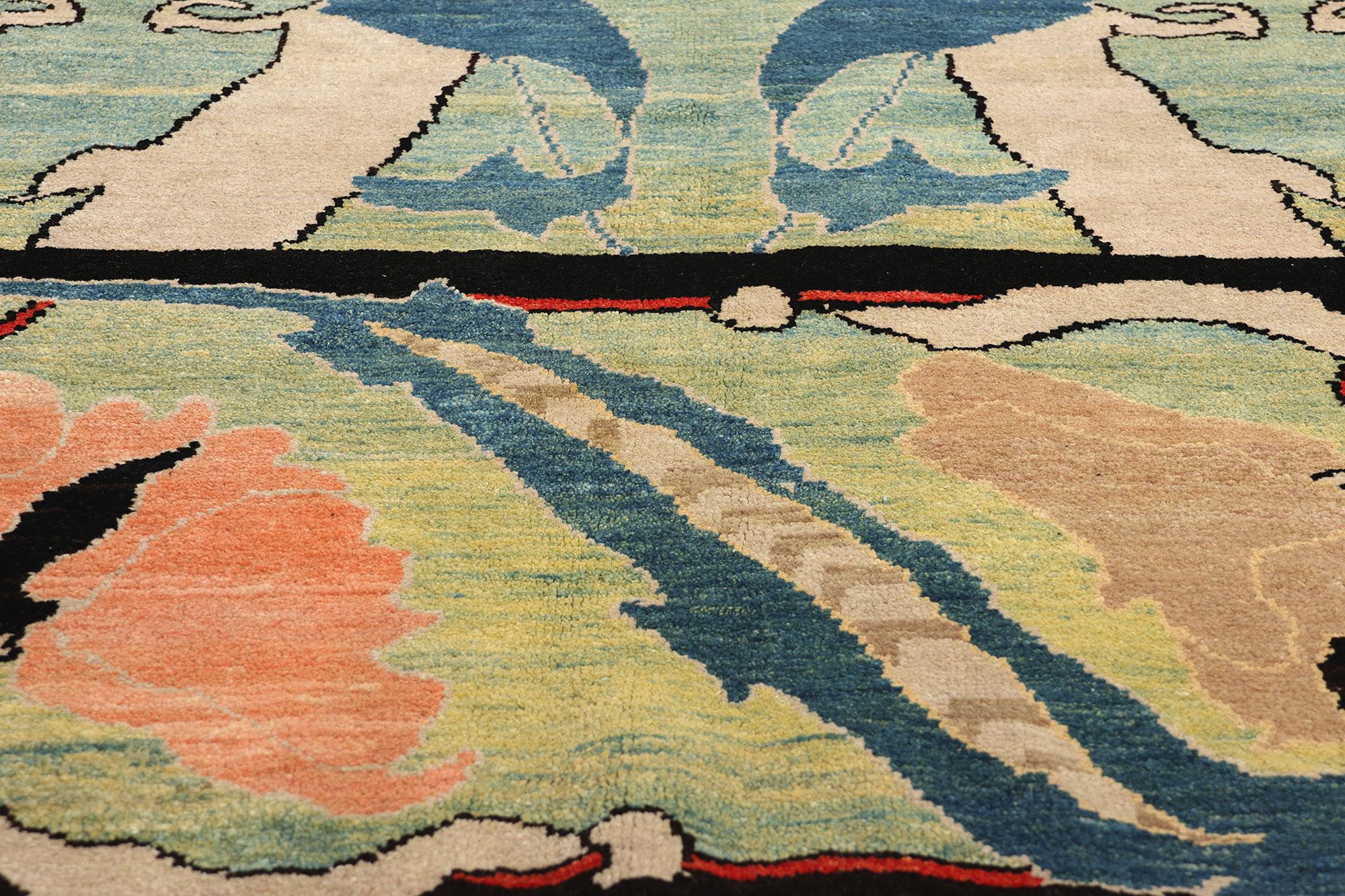 Irischer Donegal-Teppich im Vintage-Stil, inspiriert von CFA Voysey & William Morris im Zustand „Gut“ im Angebot in Dallas, TX