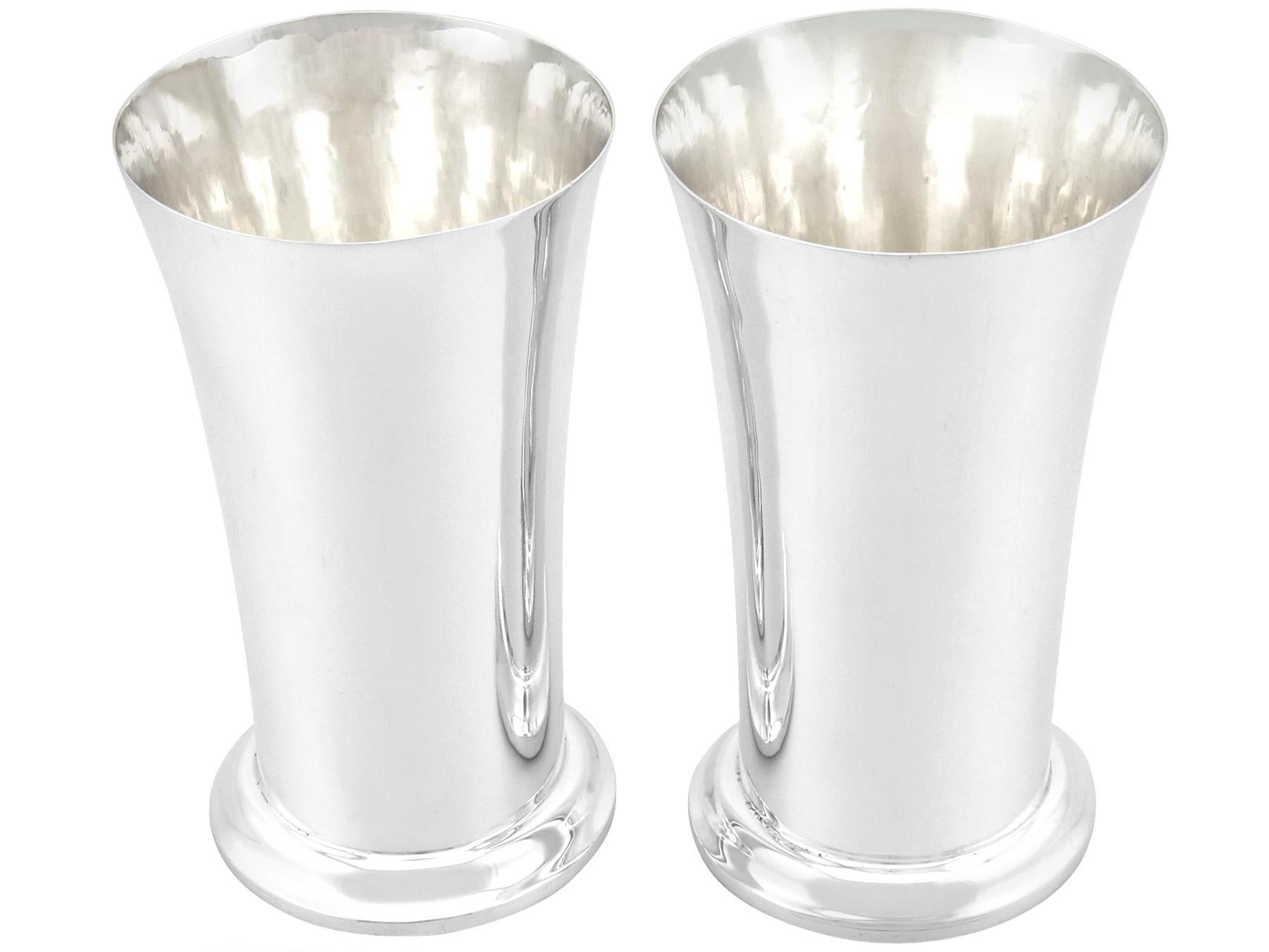 Northern Irish Vintage 1965 Irish Sterling Silver Vases / Beakers For Sale