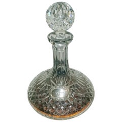 Vintage Irish Waterford Crystal Ships Decanter with Solid Silver Wine Label