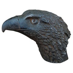 Scultura in ferro d'epoca con testa d'aquila lunga 21 cm