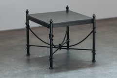 Vintage Iron And Blue Stone Side Table From France, Circa 1950