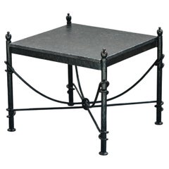 Vintage Iron And Blue Stone Side Table From France, Circa 1950