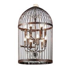 Antique Iron and Crystal Chandelier from France