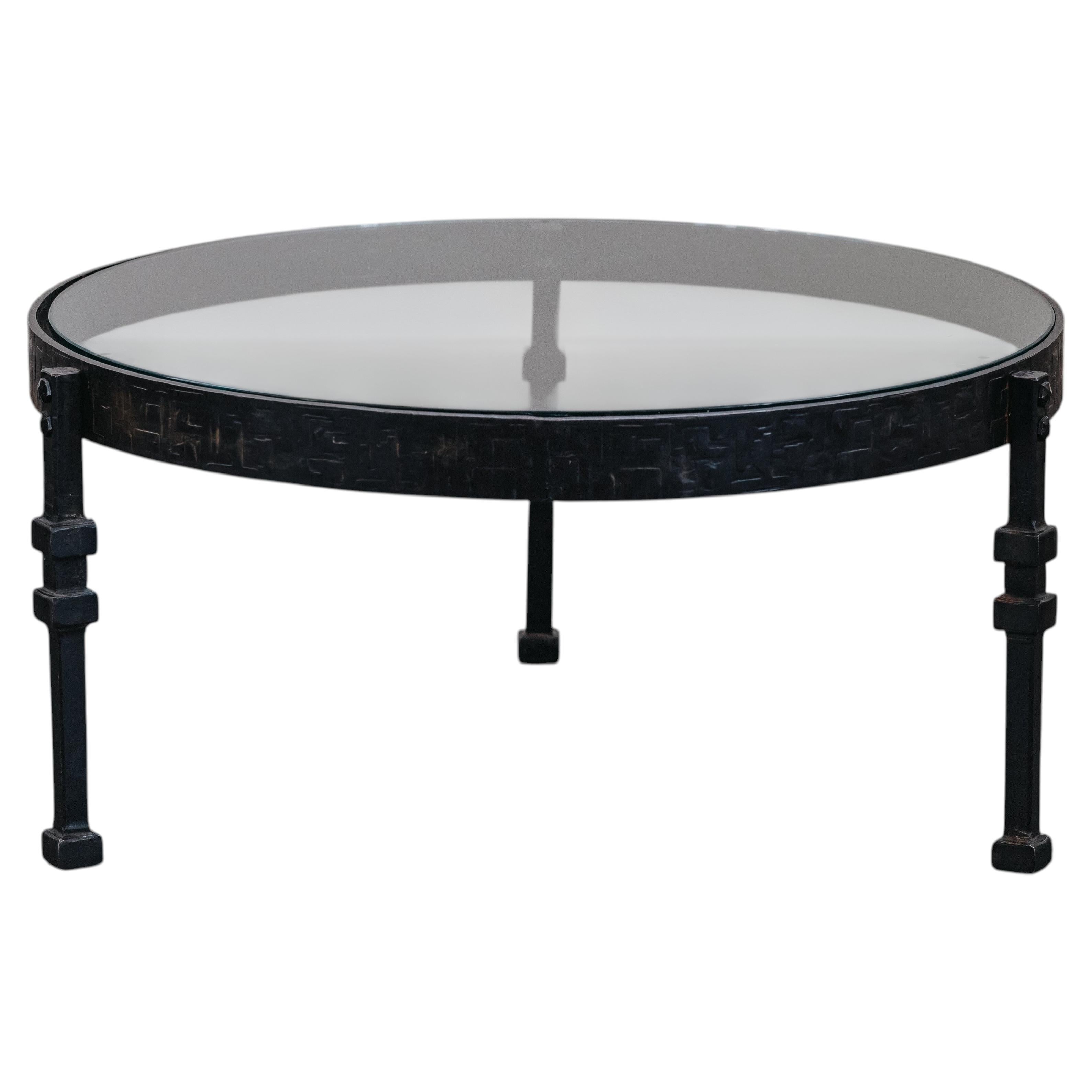 Vintage Iron And Glass Coffee Table From France, Circa 1960