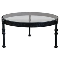 Vintage-Couchtisch aus Eisen und Glas aus Frankreich, um 1960