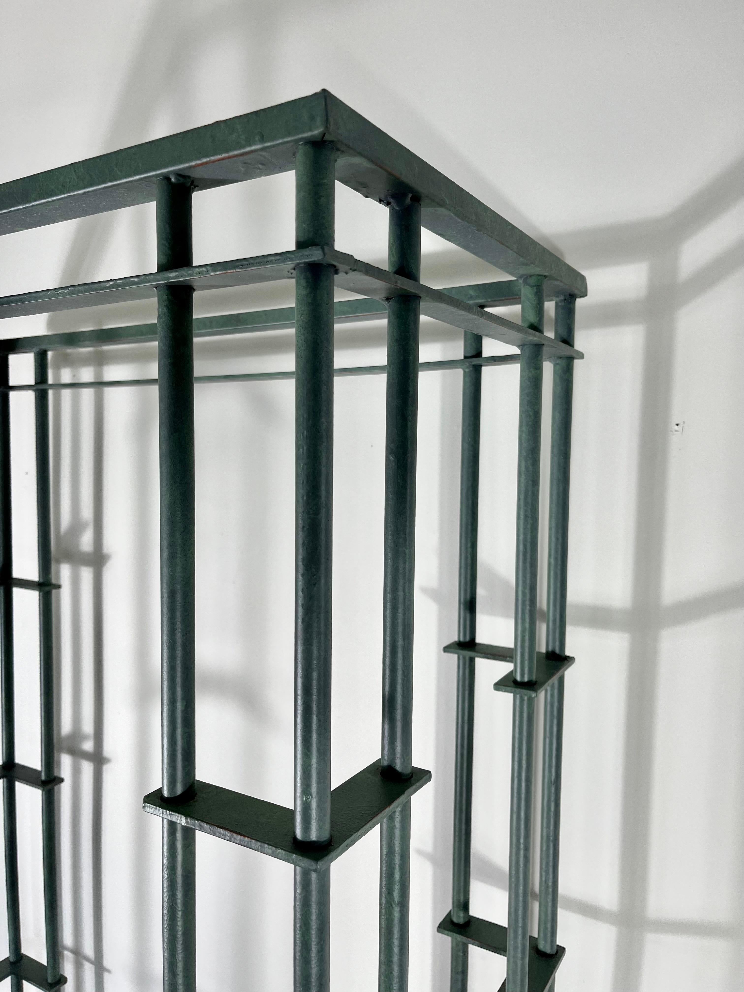 American Walter Lamb Style Étagère Iron and Glass  For Sale