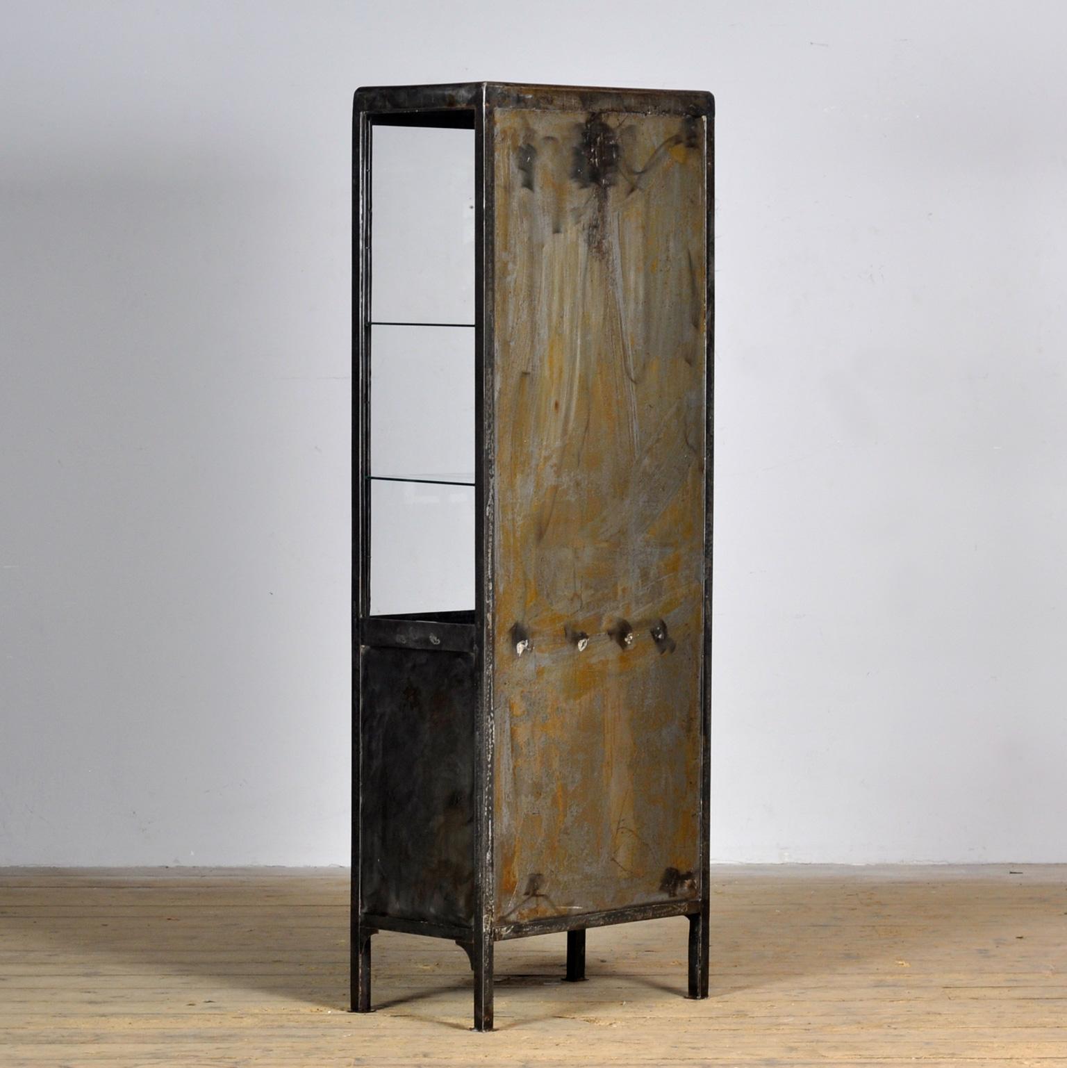 Vintage iron and glass Medical Cabinet, 1950’s 4