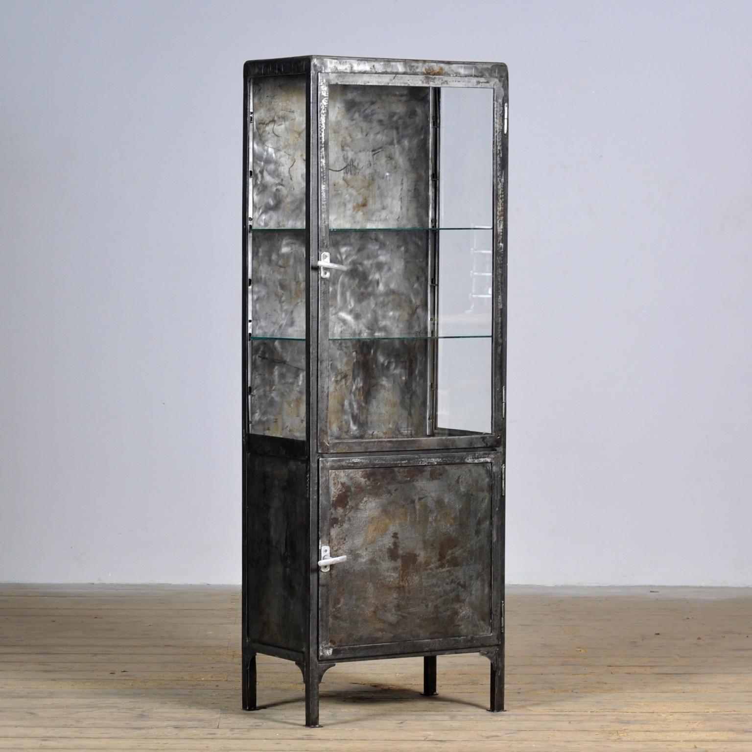 Industrial Vintage iron and glass Medical Cabinet, 1950’s