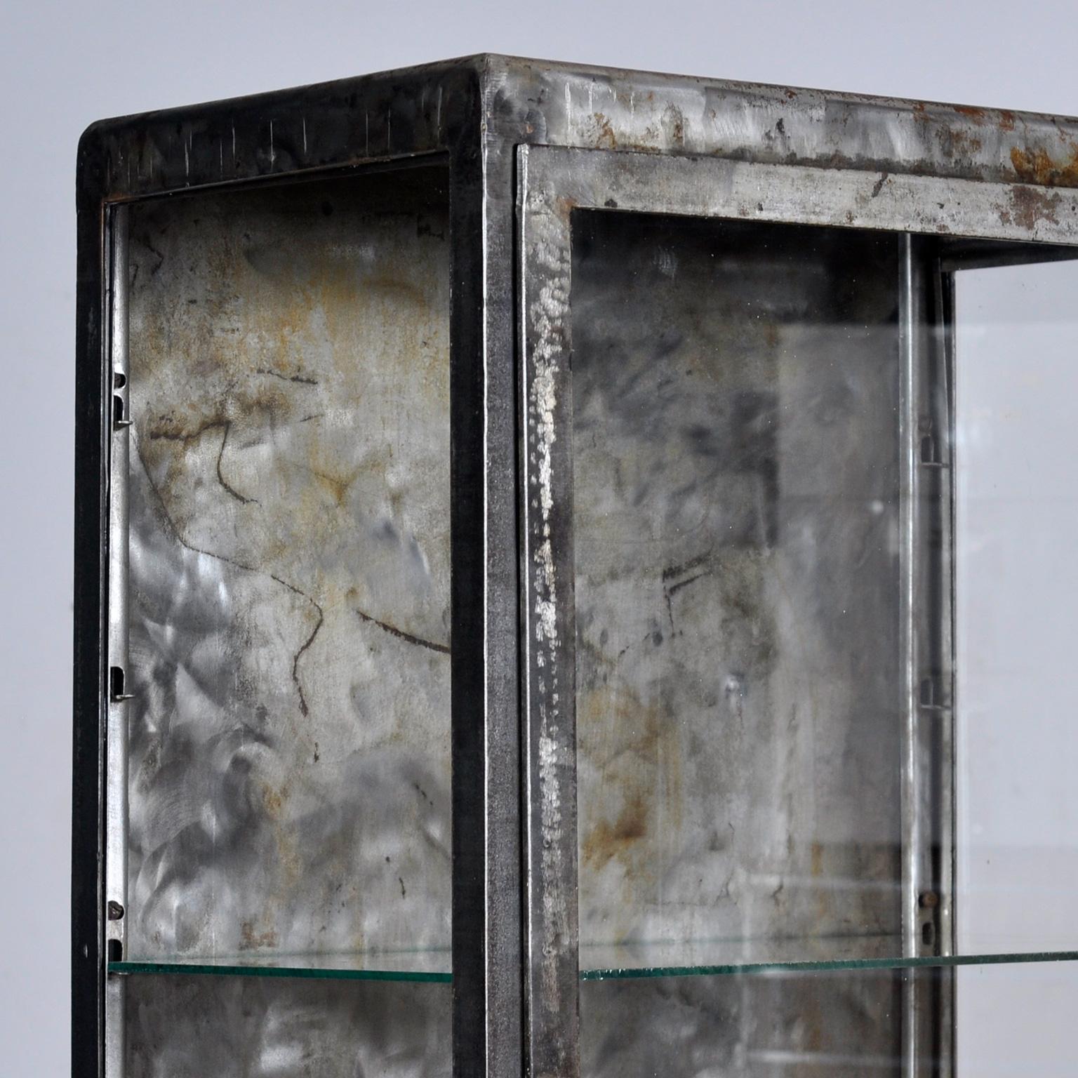 Glass Vintage iron and glass Medical Cabinet, 1950’s
