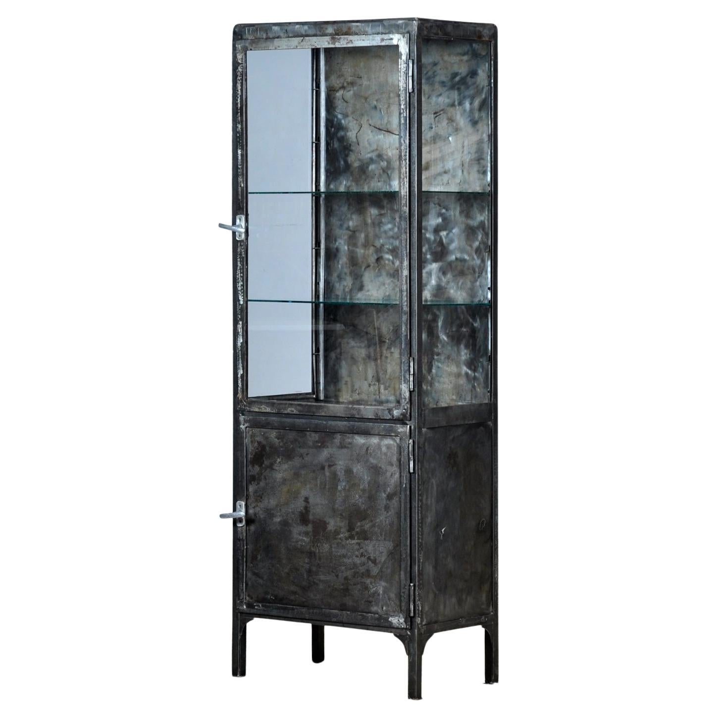 Vintage iron and glass Medical Cabinet, 1950’s