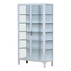 Gabinete médico vintage de hierro y cristal, años 1960
