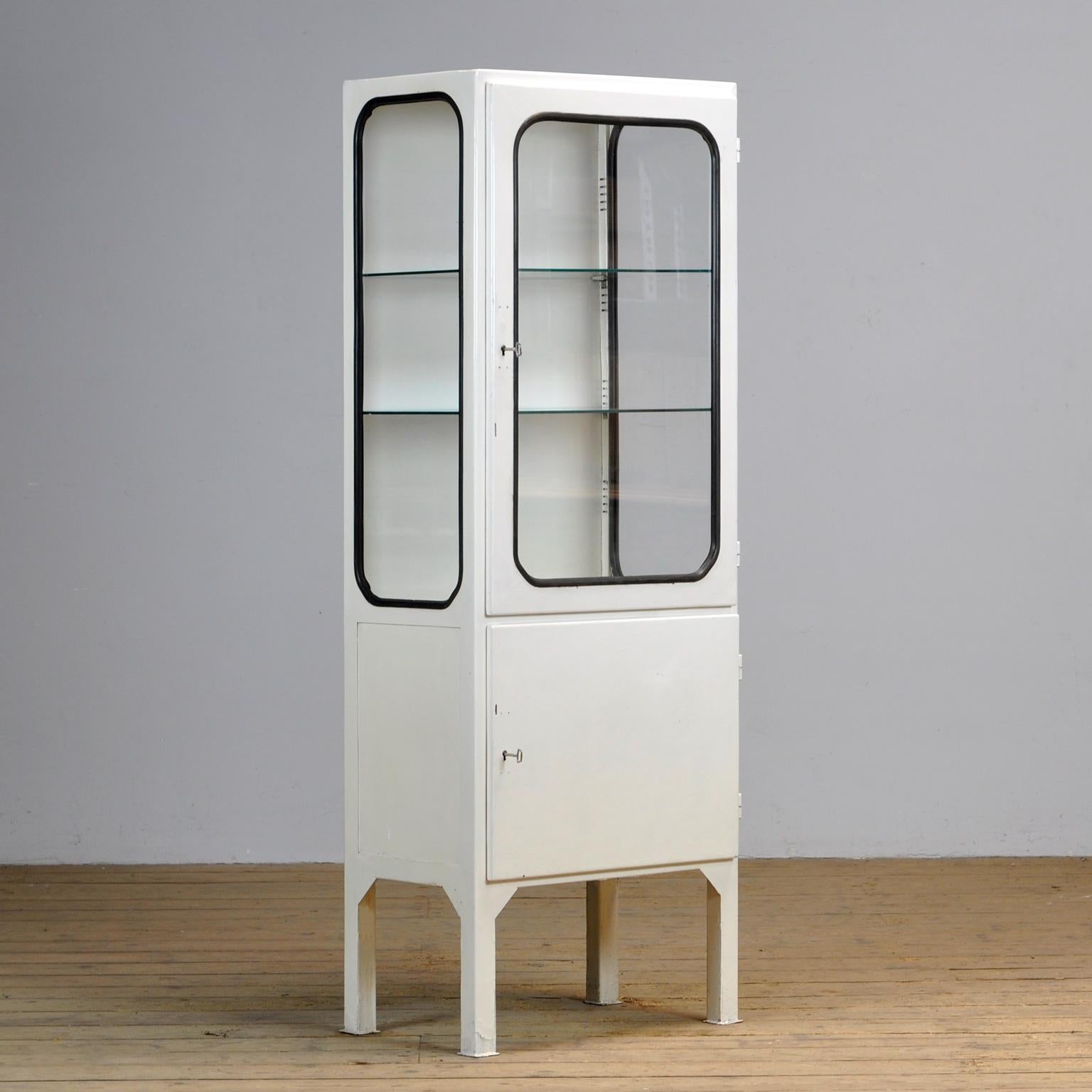 Industrial Vintage Iron And Glass Medical Cabinet, 1970’s For Sale