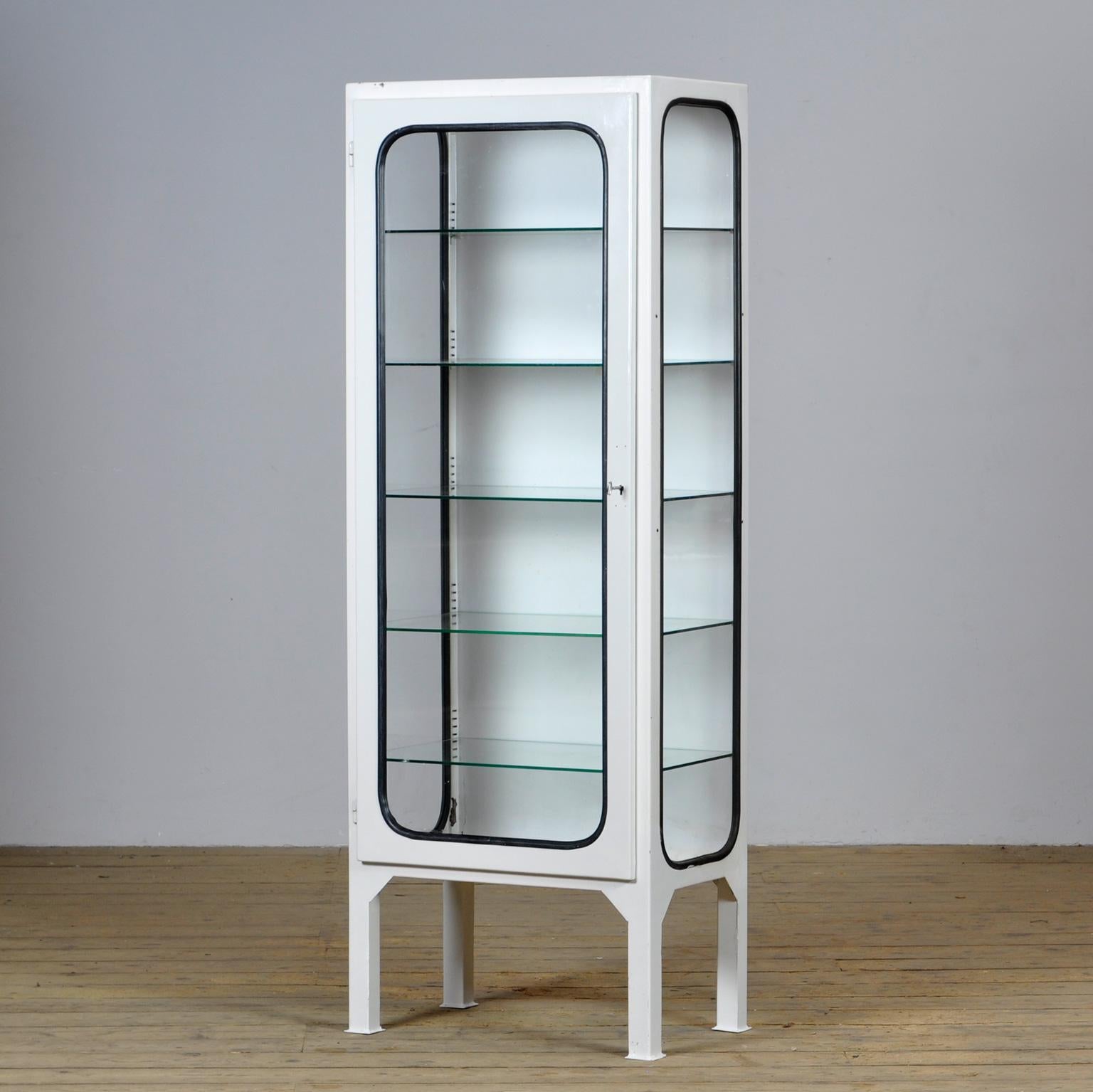Hungarian Vintage Iron and Glass Medical Cabinet, 1970s