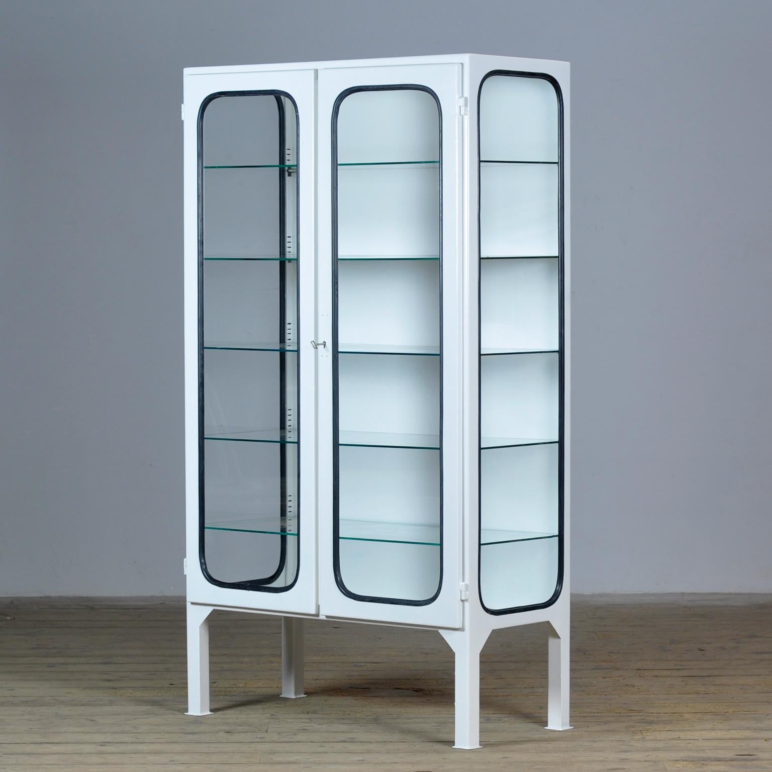 Hungarian Vintage Iron And Glass Medical Cabinet, 1970’s