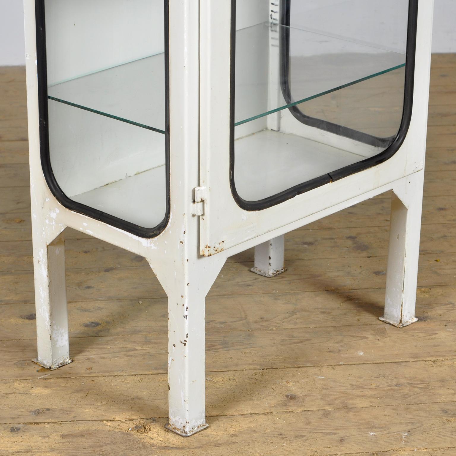 Vintage Iron And Glass Medical Cabinet, 1970s For Sale 1