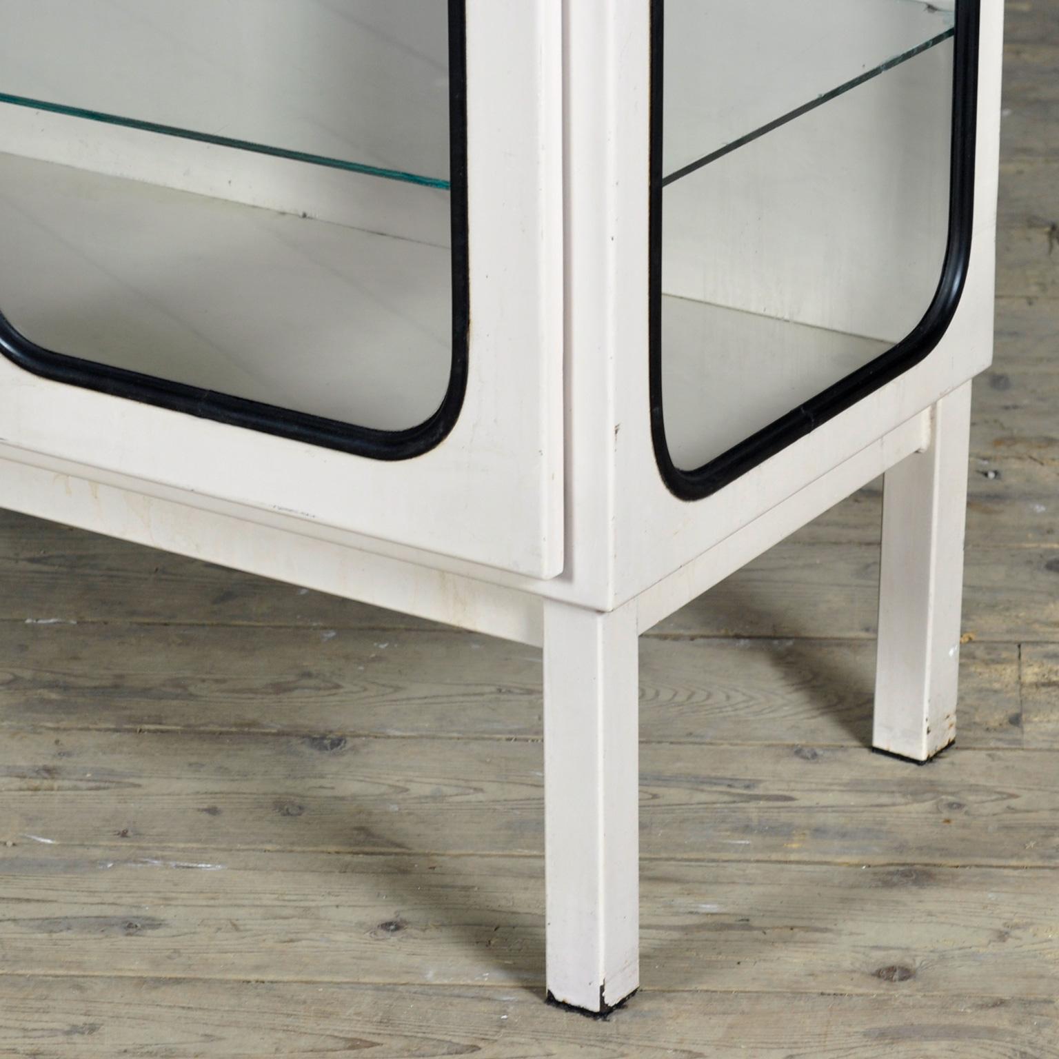 Vintage Iron And Glass Medical Cabinet, 1970s For Sale 1