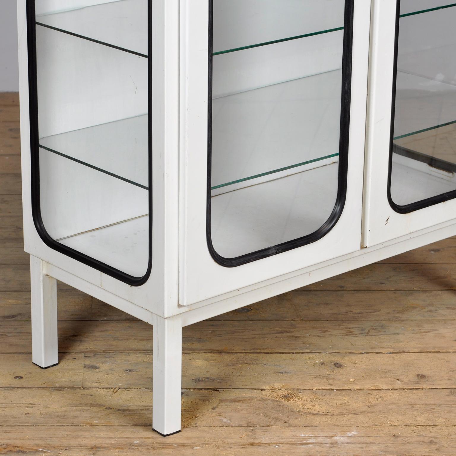 Vintage Iron And Glass Medical Cabinet, 1970s For Sale 1