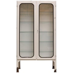 Vintage Iron and Glass Medical Cabinet, 1970s
