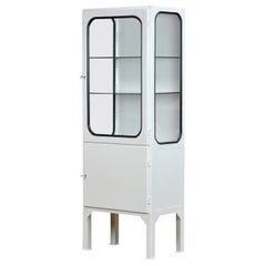 Vintage Iron and Glass Medical Cabinet, 1970s