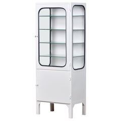 Vintage Iron And Glass Medical Cabinet, 1970s Vintage Iron And Glass Medical Cabinet, 1970s