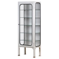 Gabinete médico vintage de hierro y cristal, años 70