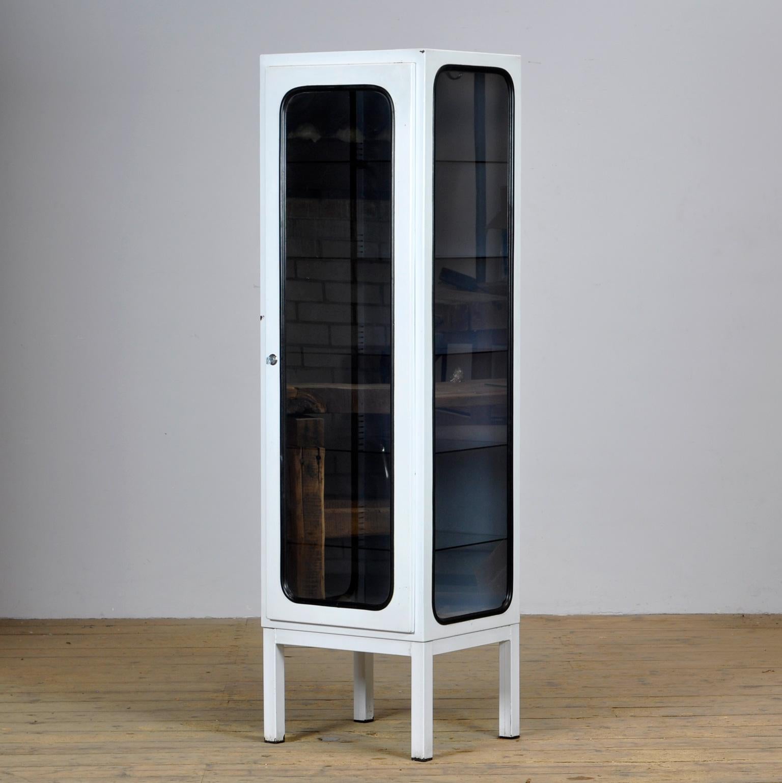 Hungarian Vintage Iron and Glass Medical Cabinet, 1980s