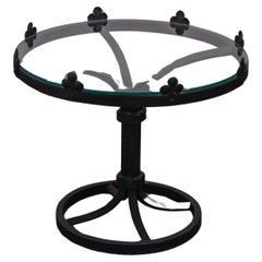 Vintage Iron and Glass Side Table From France, Circa 1950