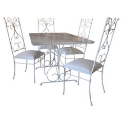 Used Iron and Marble Dining Set - 5 Pieces