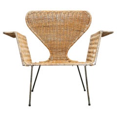 Vintage Iron and Rattan Easy Chair