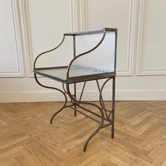 Vintage Iron and Wavy Glass Postal Desk