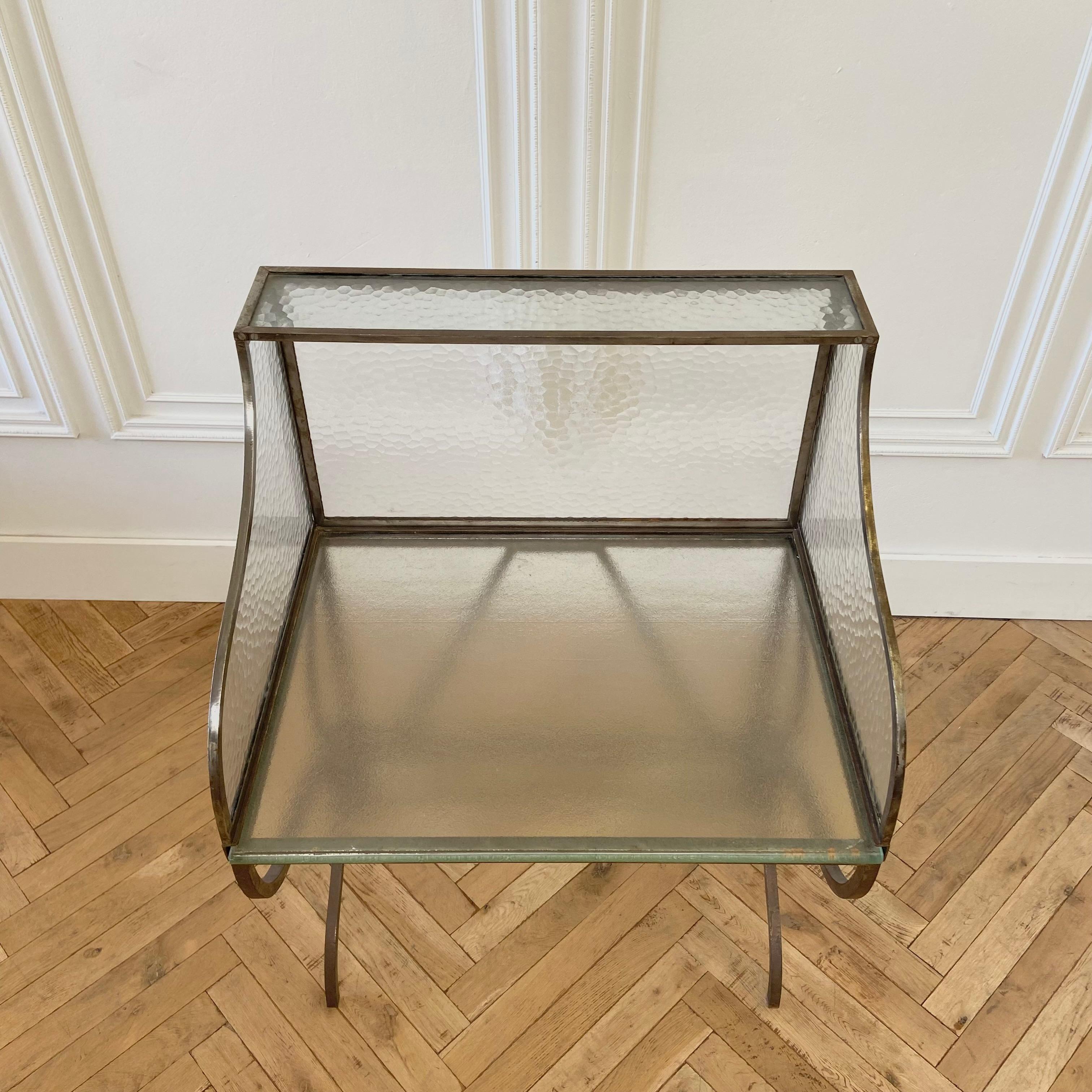 Vintage Iron and Wavy Glass Postal Desk 2