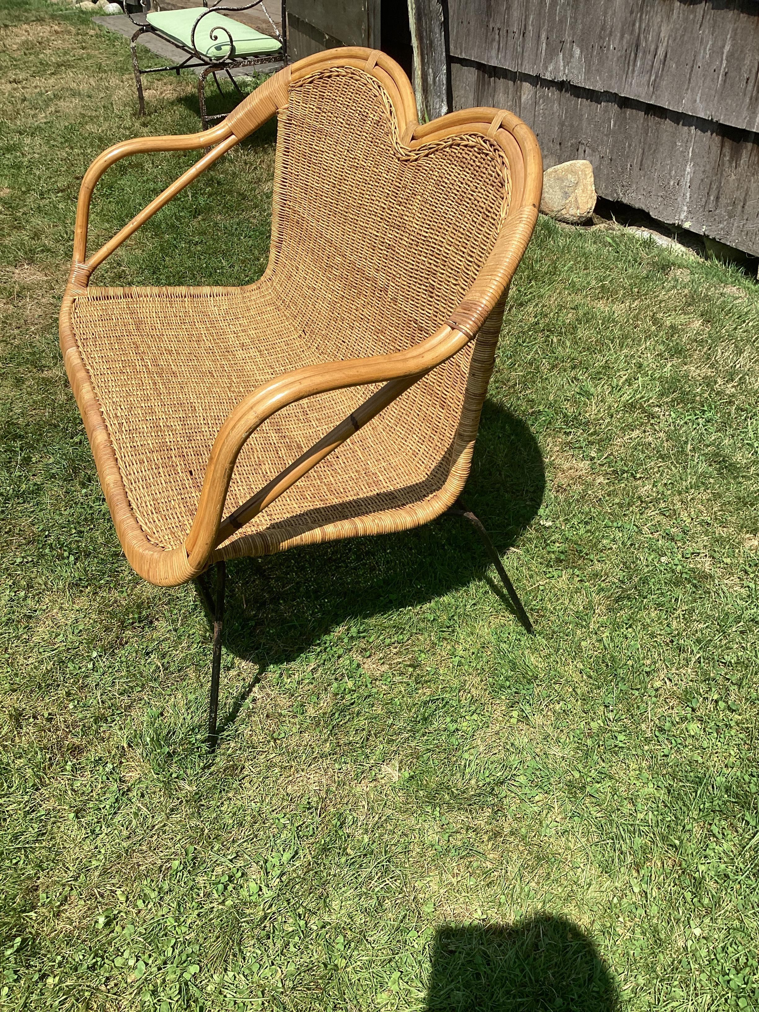 Hong Kong Vintage Iron and Wicker Settee