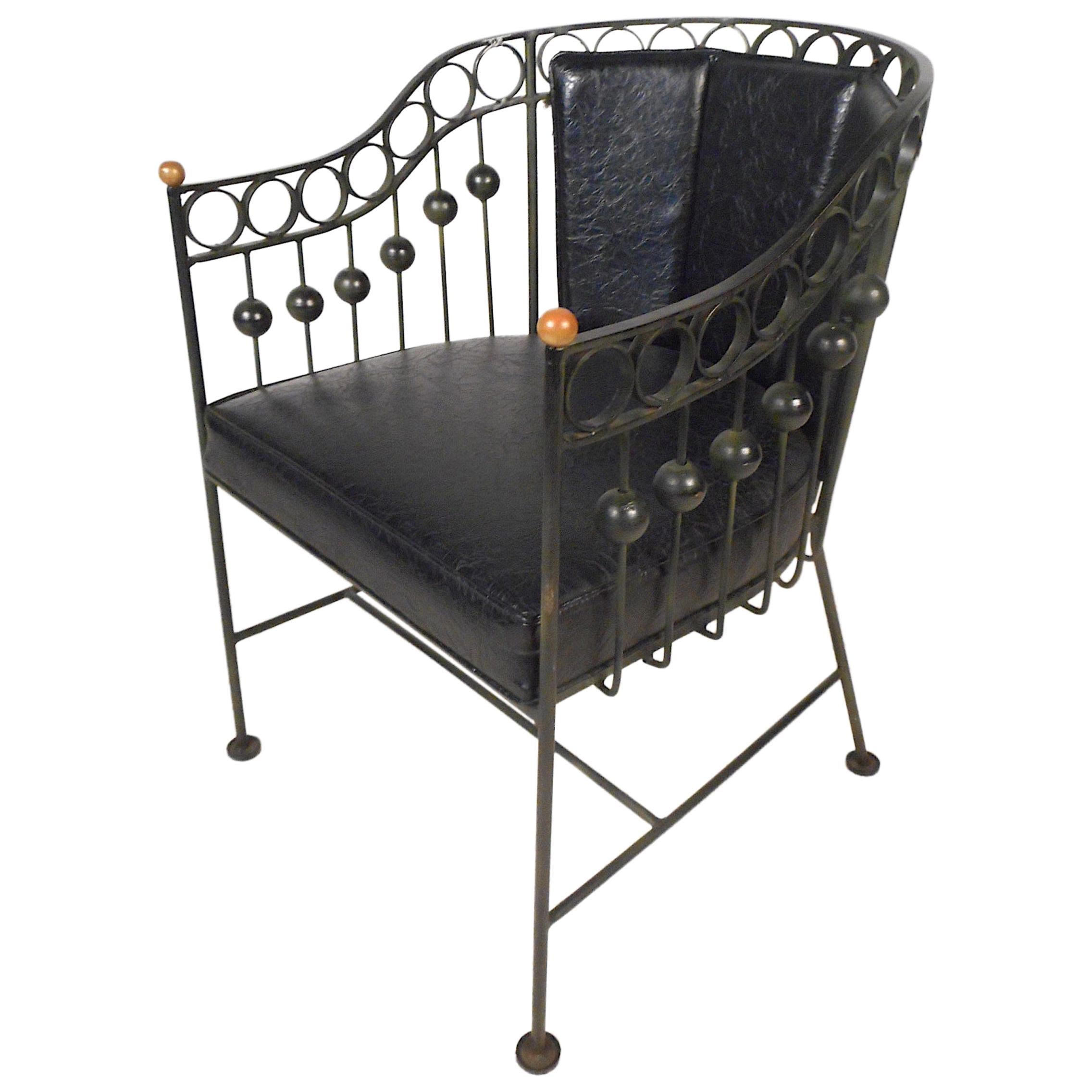 Vintage Iron Barrel Back Chair