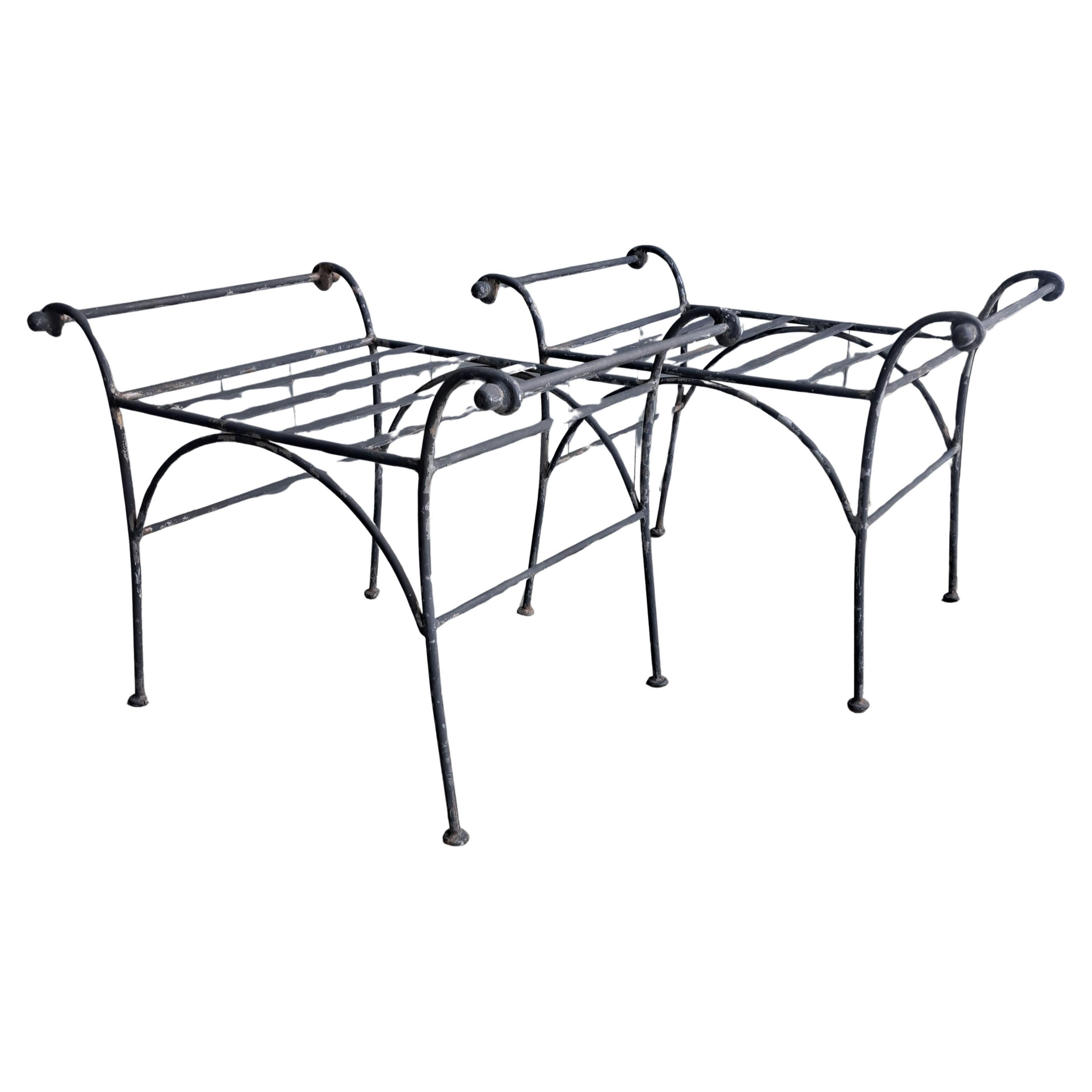 Vintage Iron Benches or Stools a Pair For Sale