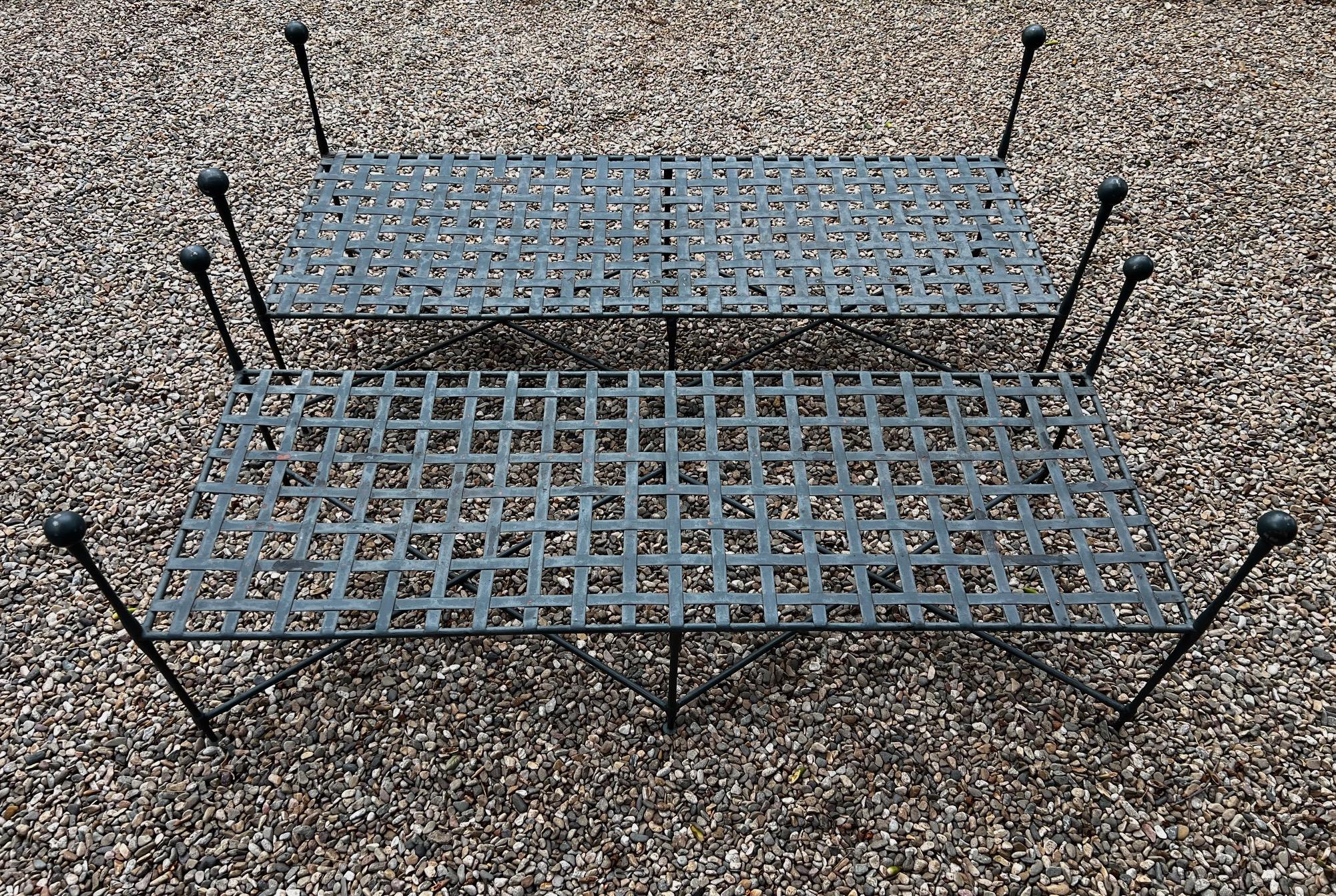 Vintage Eisen Bänke Paar 1950er John Salterini von Mario Papperzini Amalfi Line (Moderne der Mitte des Jahrhunderts) im Angebot
