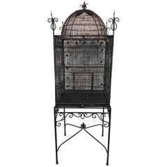 Vintage wrought Iron ornate Birdcage mid century 