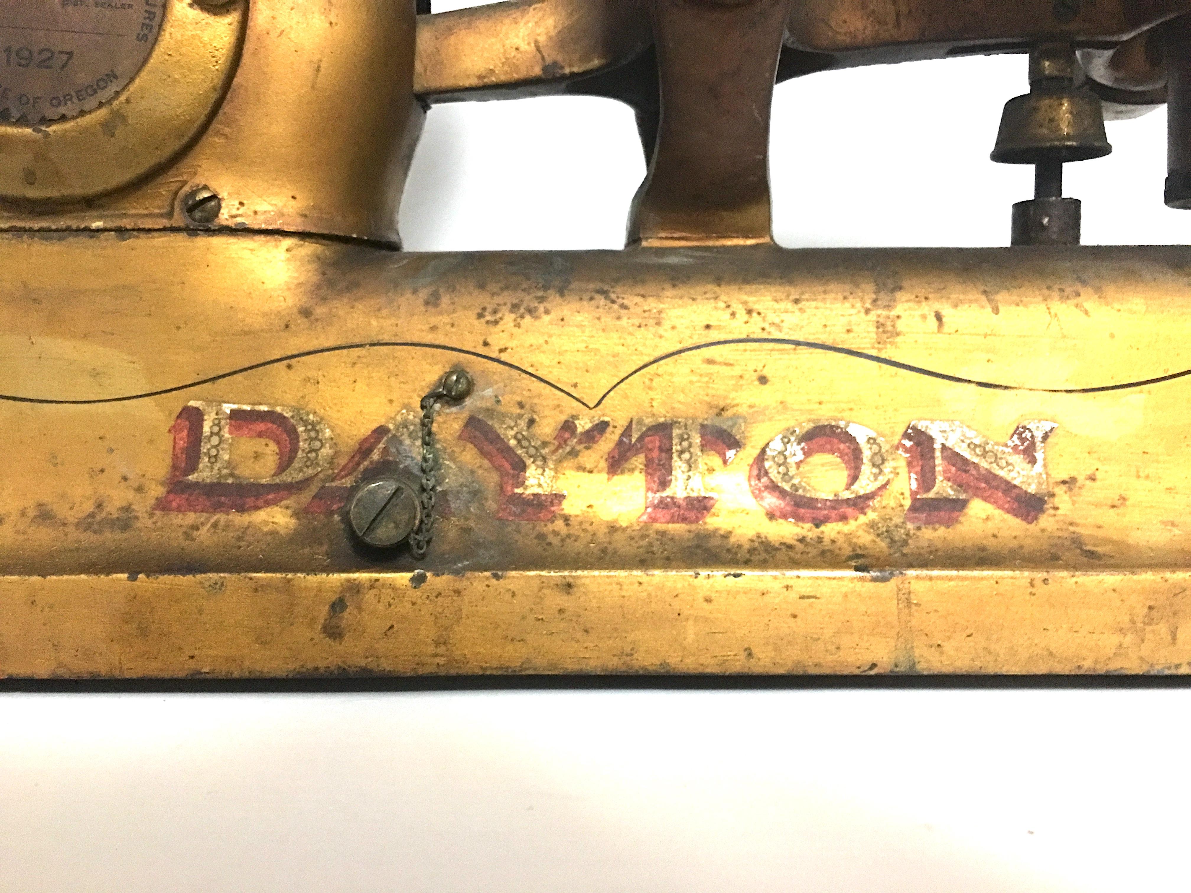 Industrial Vintage Iron & Brass Scale from Dayton