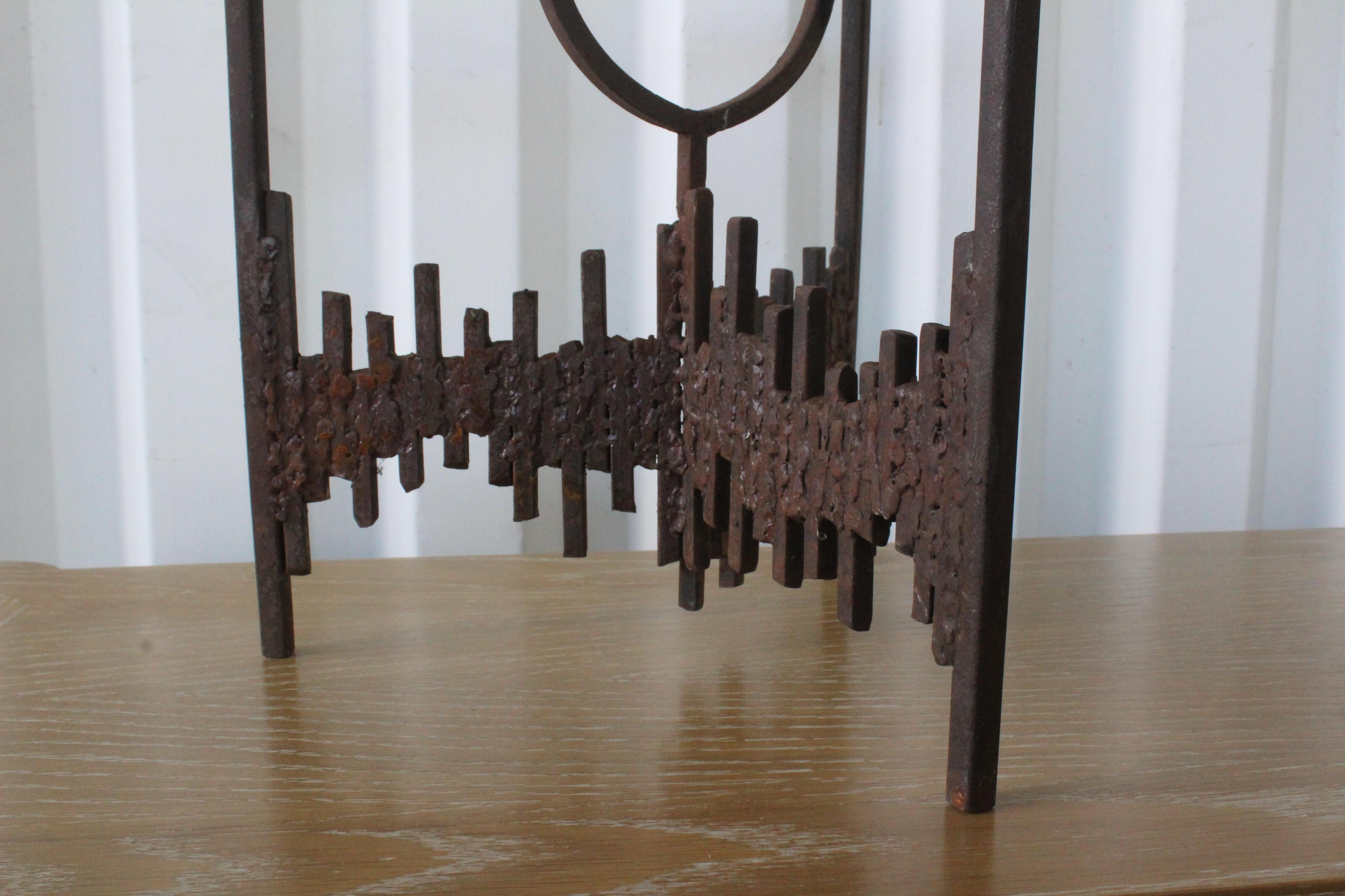 Vintage Iron Brutalist Candelabra, France, 1960s For Sale 4