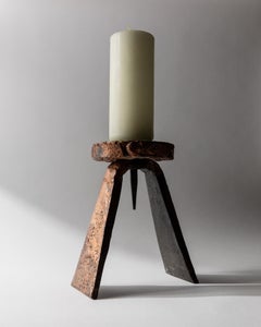 Vintage Iron Candleholder Hand with Copper Texture, 1960s