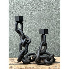 Vintage Iron Chain Link Candle Holder
