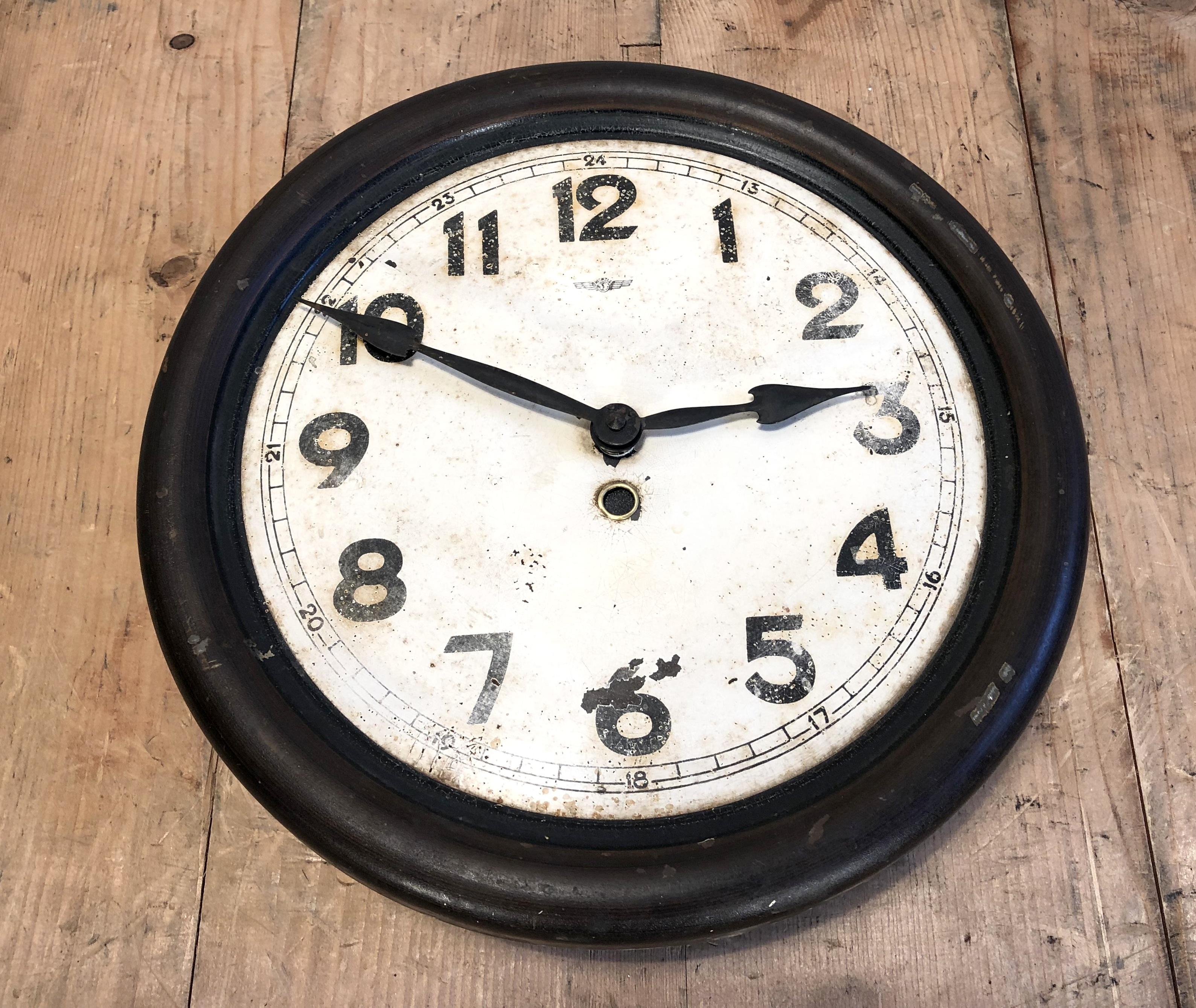 Industrial Vintage Iron Clock From Kienzle, 1930s