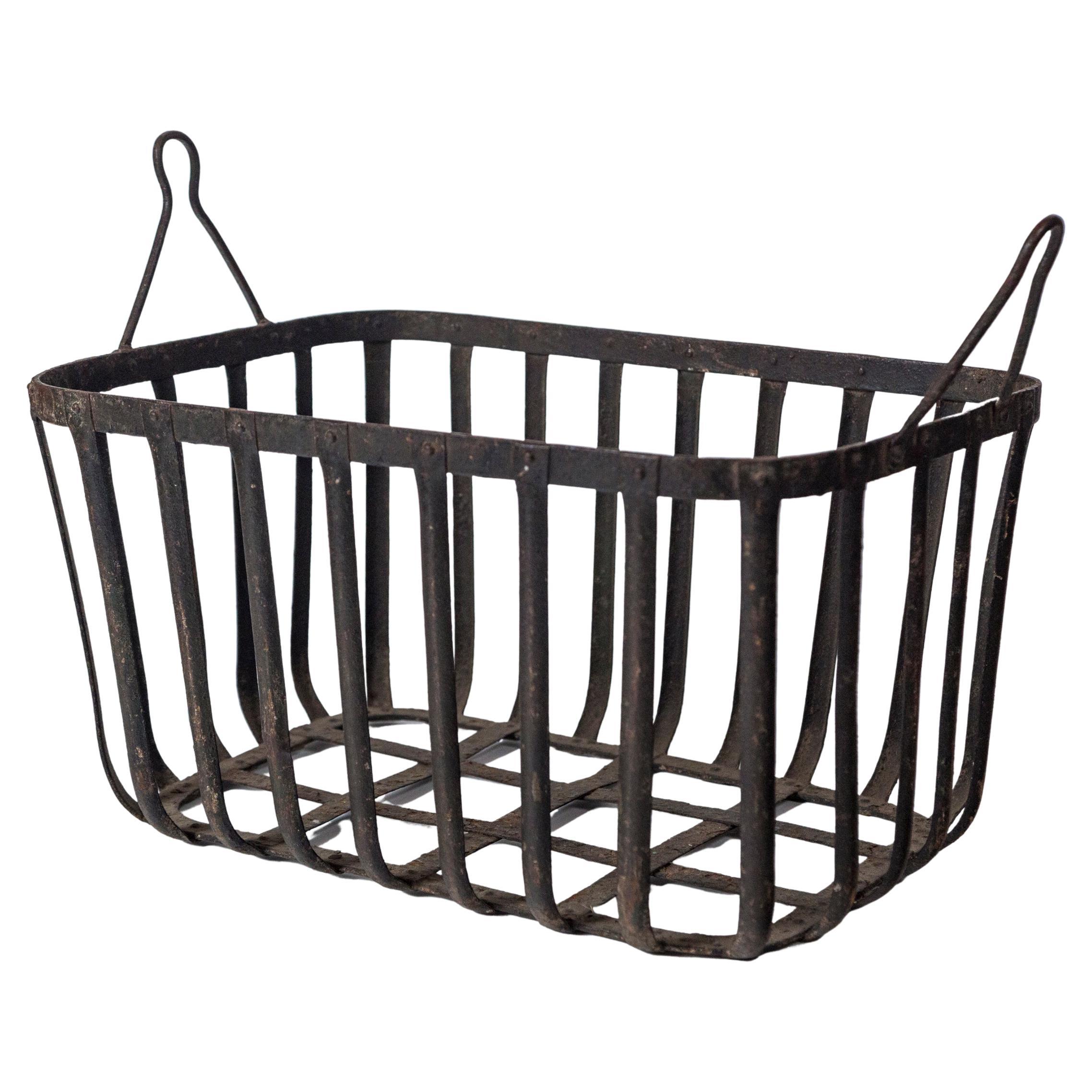 Vintage Iron Field Basket, 20th Century For Sale