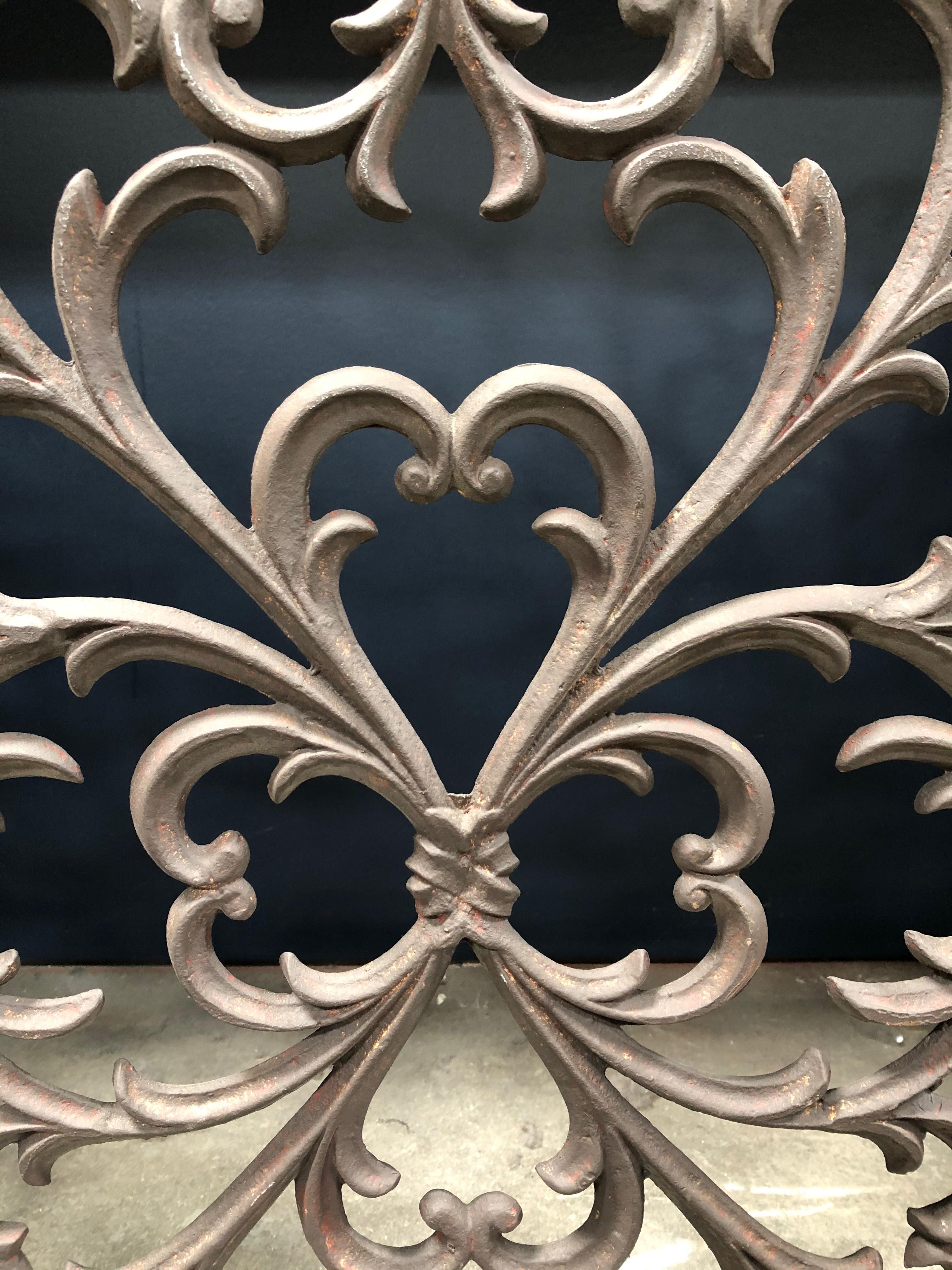 Mid-Century Modern Vintage Iron Fireplace Screen