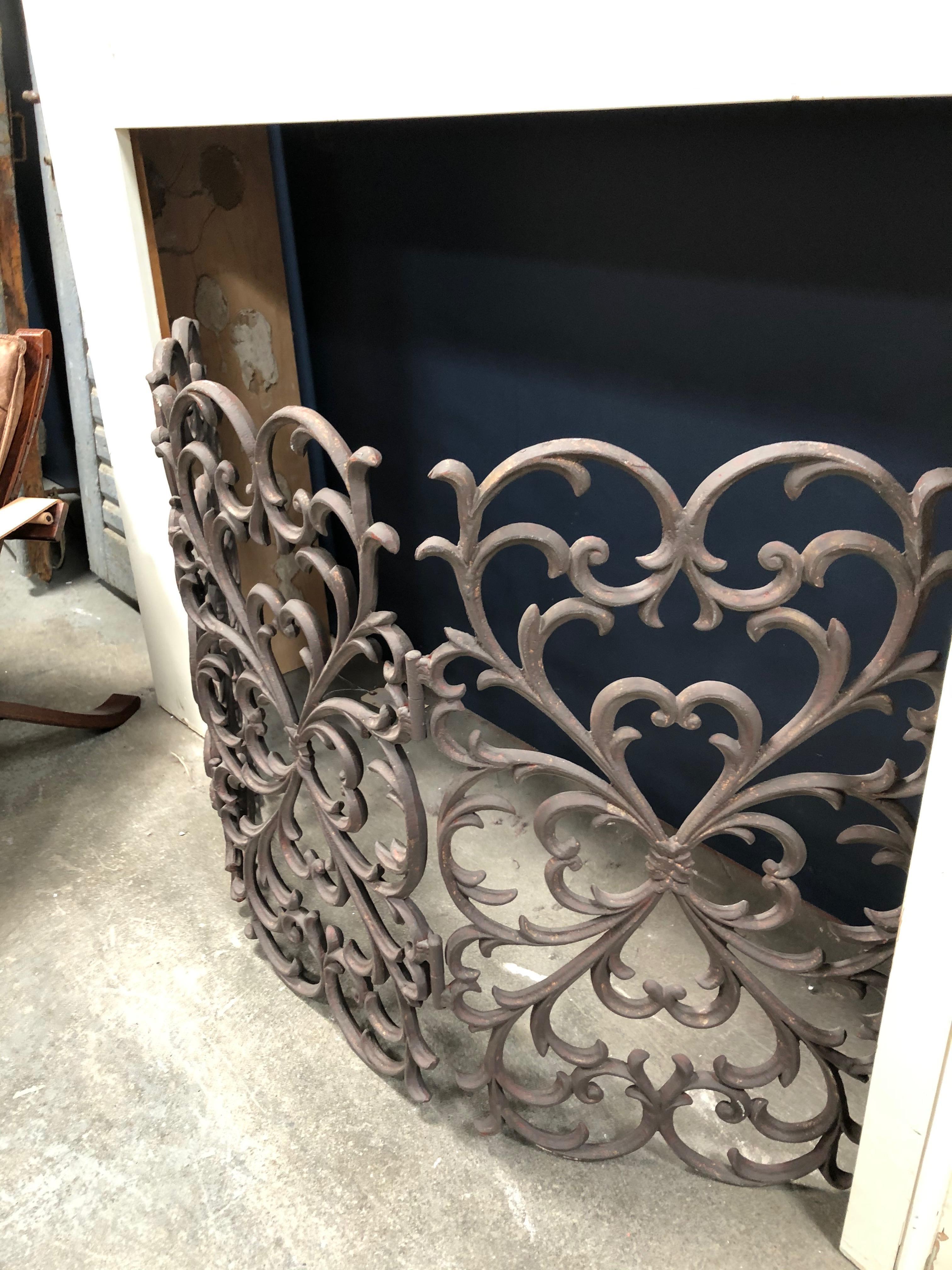 European Vintage Iron Fireplace Screen